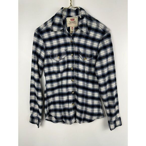 LEVIS Jeans Wear For Women Size Small Plaid Button Up Flannel Shirt Fit Cotton - Picture 1 of 6